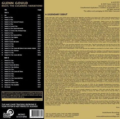Glenn Gould Bach: The Goldberg Variations Numbered Limited Edition One-Step 180g LP (Mono) (Use code: FREESHIPPING at Checkout Two Orders or More UK Only) Pre-order