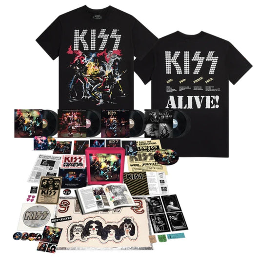Kiss ALIVE! 50TH ANNIVERSARY SUPER DELUXE 8LP + BLU-RAY AUDIO + ALIVE! TRACK LIST T-SHIRT SIZE L (Pre-Order) low stock ￼